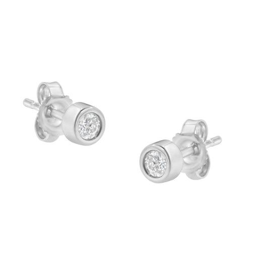 Bids.com 10K White Gold 0.15 Cttw Round Brilliant-Cut Near Colorless Diamond Bezel-Set Stud Earrings (H-I Color, I1-I2 Clarity) Earrings White Smoke Yellow.Gold,White.Gold,10k Yellow Gold