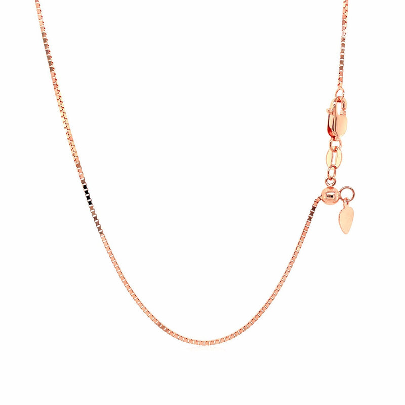 Bids.com 14k Rose Gold Adjustable Box Chain 0.85mm Necklaces White Smoke 22 / Rose Gold