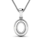 Bids.com 0.18 Carat Genuine White Diamond 14K White Gold Semi Mount Pendant - holds 8x6mm Oval Gemstone Pendants White Smoke