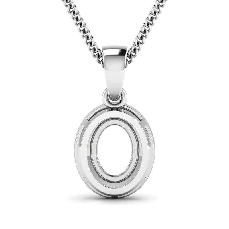 Bids.com 0.18 Carat Genuine White Diamond 14K White Gold Semi Mount Pendant - holds 8x6mm Oval Gemstone Pendants White Smoke