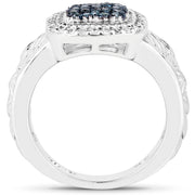 Bids.com 0.28 Carat Genuine Blue Diamond and White Diamond .925 Sterling Silver Ring Rings White Smoke size 6.00,size 7.00,size 8.00,size 9.00,size 5.00