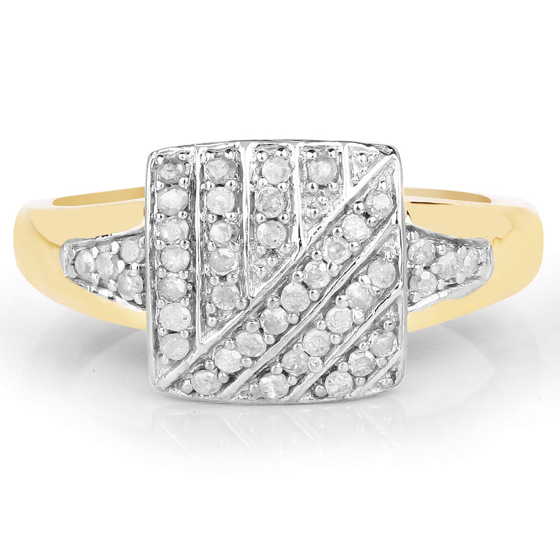Bids.com 14K Yellow Gold Plated 0.23 Carat Genuine White Diamond .925 Sterling Silver Ring Rings Gray size 6.00,size 8.00,size 7.00,size 9.00