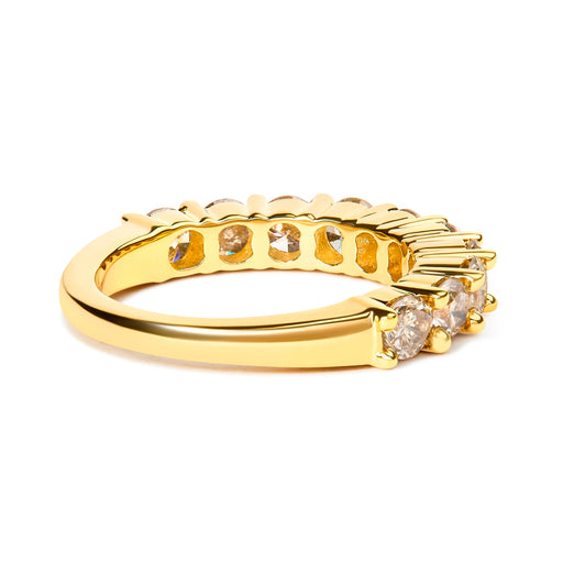 Bids.com 14K Yellow Gold Plated .925 Sterling Silver 2.0 Cttw Round Brilliant Cut Diamond 10 Stone Anniversary Band Ring (J-K Color, I1-I2 Clarity) - Size 6 Rings White Smoke 6 / Yellow.Sterling Silver,7 / Yellow.Sterling Silver,8 / Yellow.Sterling Silver