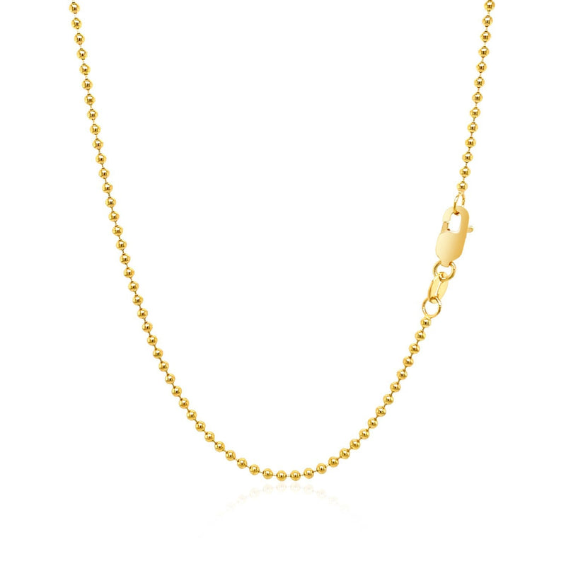 Bids.com 14k Yellow Gold Bead Chain 1.5mm Necklaces White Smoke 16 / Yellow Gold,18 / Yellow Gold,20 / Yellow Gold