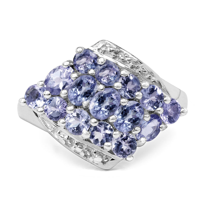 Bids.com 1.85 Carat Genuine Tanzanite .925 Sterling Silver Ring Rings White Smoke size 6.00,size 7.00,size 8.00,size 9.00