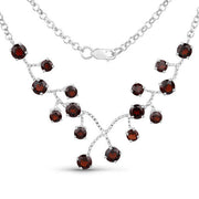 Bids.com 7.20 Carat Genuine Garnet .925 Sterling Silver Necklace Necklaces White Smoke size 18.00,size 20.00