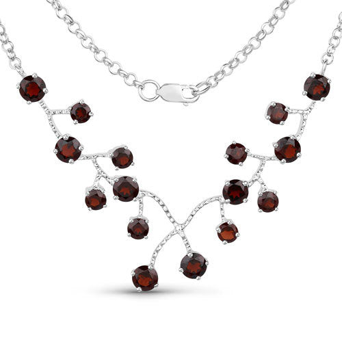 Bids.com 7.20 Carat Genuine Garnet .925 Sterling Silver Necklace Necklaces White Smoke size 18.00,size 20.00