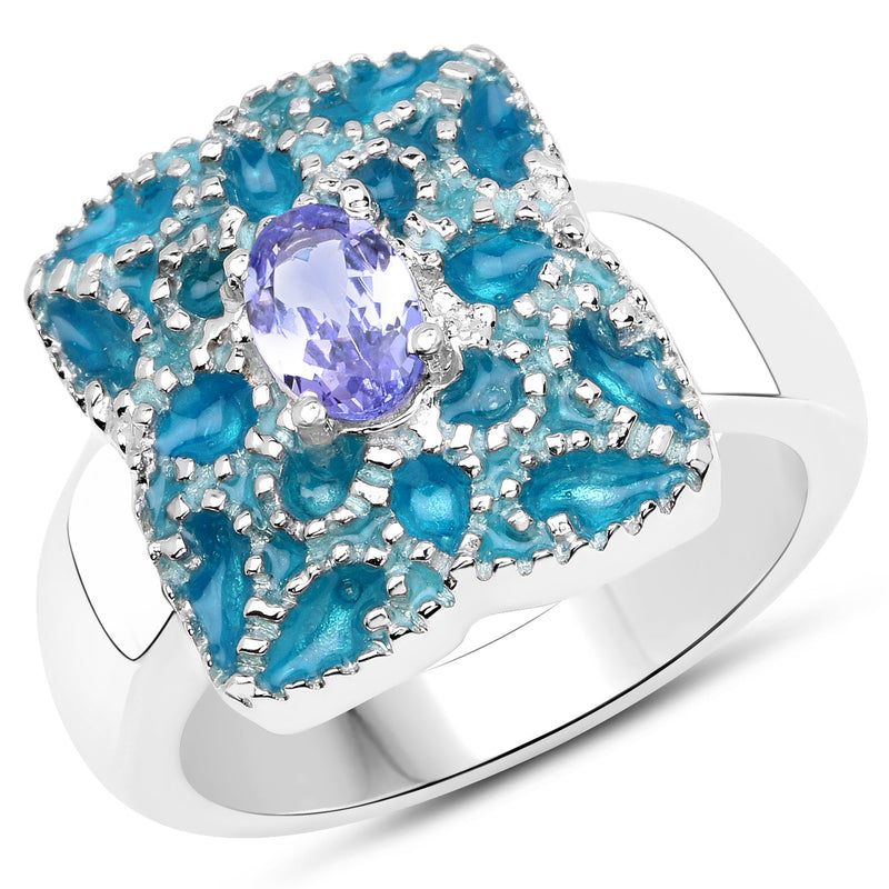 Bids.com 0.44 Carat Genuine Tanzanite .925 Sterling Silver Ring Rings White Smoke size 6.00,size 7.00,size 8.00,size 9.00,size 5.00