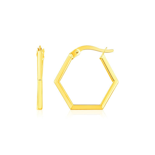Bids.com 14K Yellow Gold Hexagon Shaped Hoop Earrings Earrings White Smoke Yellow Gold