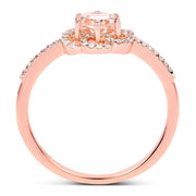 Bids.com 0.54 Carat Genuine Morganite and White Diamond 14K Rose Gold Ring Rings White Smoke size 7.00,size 6.00,size 8.00,size 5.00,size 9.00
