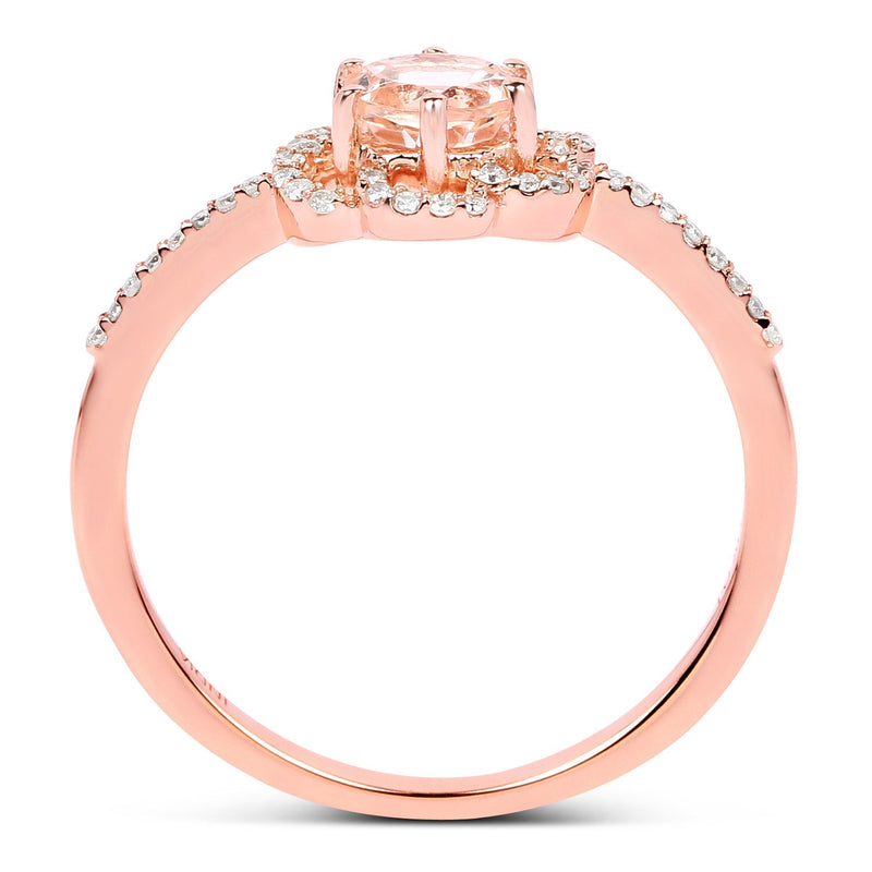 Bids.com 0.54 Carat Genuine Morganite and White Diamond 14K Rose Gold Ring Rings White Smoke size 7.00,size 6.00,size 8.00,size 5.00,size 9.00