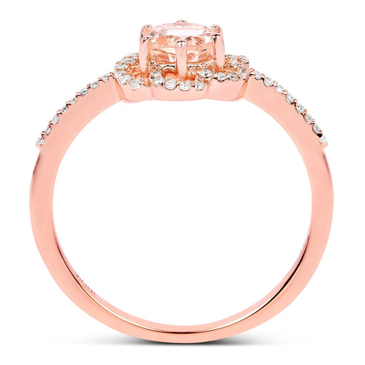 Bids.com 0.54 Carat Genuine Morganite and White Diamond 14K Rose Gold Ring Rings White Smoke size 7.00,size 6.00,size 8.00,size 5.00,size 9.00