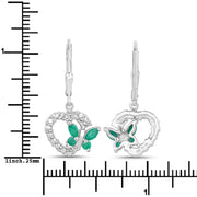 Bids.com 0.44 Carat Genuine Emerald and Created White Sapphire .925 Sterling Silver Earrings Earrings White Smoke