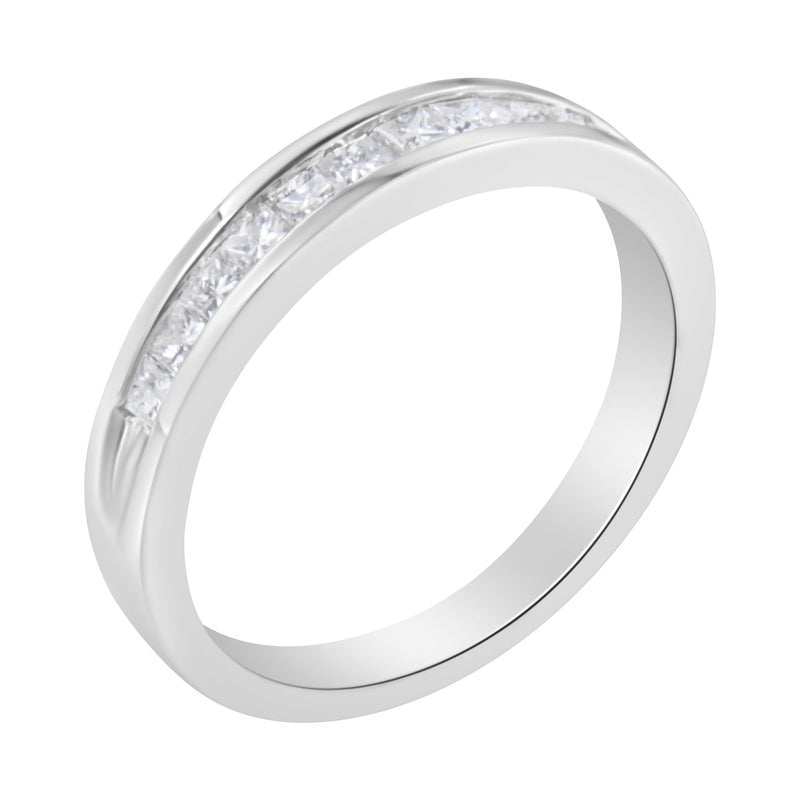 Bids.com .925 Sterling Silver 1/2 Cttw Princess-Cut Diamond Channel-Set Half-Eternity Wedding or Anniversary Band Ring (H-I Color, I2 Clarity) - Size 6 Rings White Smoke 7 / White.Sterling Silver,8 / White.Sterling Silver,6 / White.Sterling Silver
