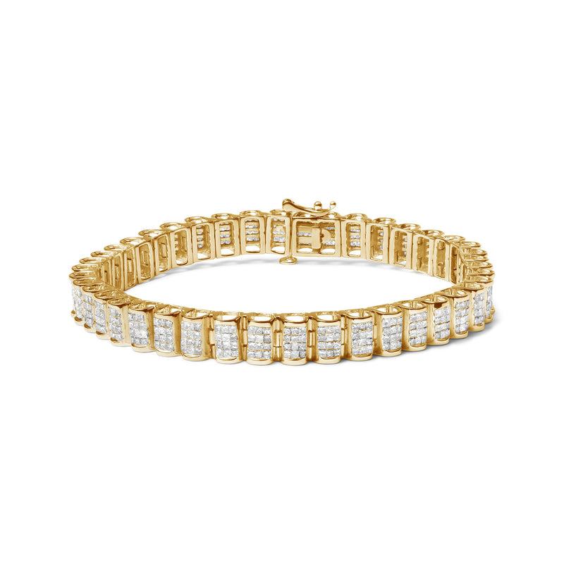 Bids.com 14K Yellow Gold 5.0 Cttw Invisible Set Princess-cut Diamond Buckle Link Tennis Bracelet (H-I Color, SI2-I1 Clarity) - Size 7.25" Bracelets White Smoke White.Gold / 7.5,Yellow.Gold / 7.25