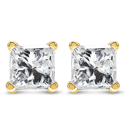 Bids.com IGI Certified 3/8 Cttw Princess-Cut Square Diamond 4-Prong Solitaire Stud Earrings in 14K Yellow Gold (K-L Color, I1-I2 Clarity) Earrings White Smoke Yellow.Gold / 0.4