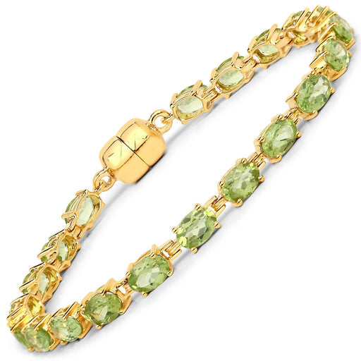 Bids.com 18K Yellow Gold Plated 9.03 Carat Genuine Peridot .925 Sterling Silver Bracelet Bracelets White Smoke size 7.00,size 8.00