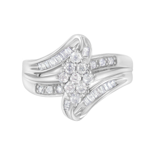 Bids.com 10K White Gold 1/2 cttw Diamond Cluster Ring (H-I Clarity, I2-I3 Color) - Size 6 Rings White Smoke 7 / White.Gold,8 / White.Gold,6 / White.Gold