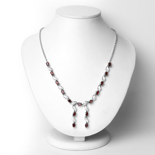 Bids.com 7.65 Carat Genuine Garnet .925 Sterling Silver Necklace Necklaces White Smoke