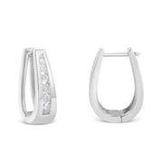 Bids.com 14k White Gold 1/4 Cttw Channel-Set Brilliant Round-Cut Diamond Hoop Earrings (I-J Color, I2-I3 Clarity) Earrings White Smoke White.Gold / 0.25