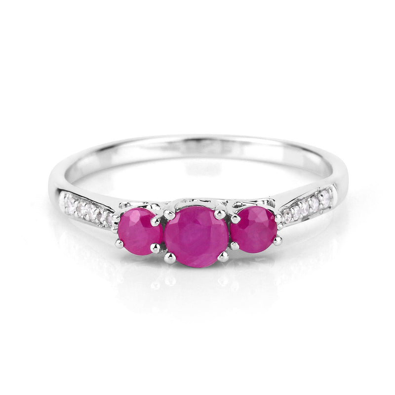 Bids.com 0.61 Carat Genuine Ruby and White Diamond 14K White Gold Ring Rings White Smoke size 5.00,size 6.00,size 7.00,size 8.00,size 9.00
