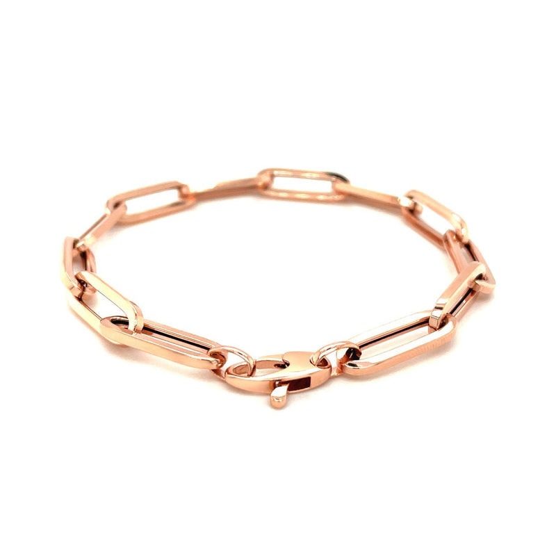 Bids.com 14K Rose Gold Extra Wide Paperclip Chain Bracelet Bracelets White Smoke 7.5 / Rose Gold,One / Rose Gold