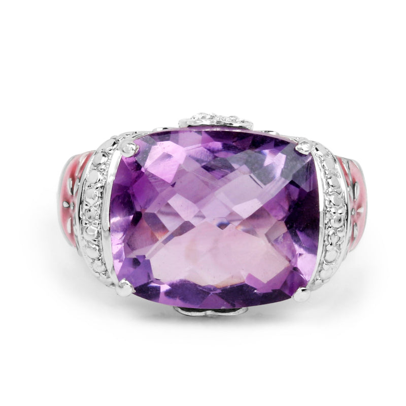 Bids.com 8.86 Carat Genuine Amethyst & White Topaz .925 Sterling Silver Ring Rings White Smoke size 7.00,size 6.00,size 8.00,size 9.00,size 5.00,size 10.00