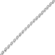 Bids.com .925 Sterling Silver 1.0 Cttw Diamond Spiral Wave Curved-Link 7" Tennis Bracelet (I-J Color, I3 Clarity) Bracelets White Smoke White.Sterling Silver / 7