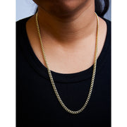 Bids.com Semi-Solid 14K Yellow Gold 4.5mm Miami Cuban Chain Necklace - Unisex Chain - 22 Inches Necklaces Black Yellow.Gold / 22