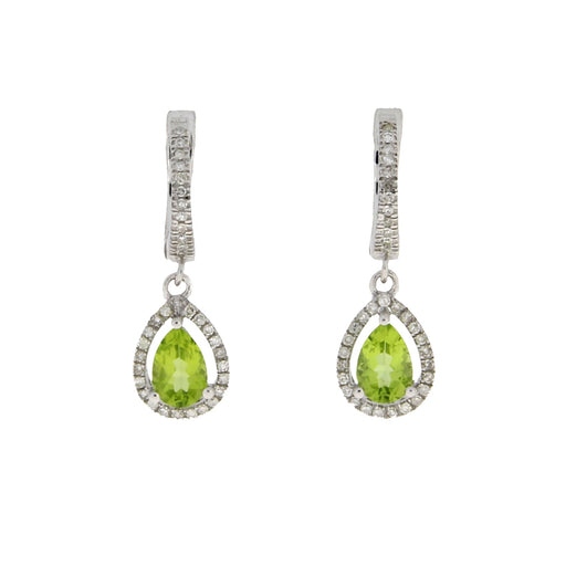 Bids.com .88ct Peridot Diamond Dangle Earrings 14KT White Gold Earrings White Smoke
