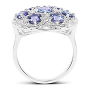 Bids.com 2.00 Carat Genuine Tanzanite and White Zircon .925 Sterling Silver Ring Rings White Smoke size 7.00,size 5.00,size 6.00,size 8.00,size 9.00