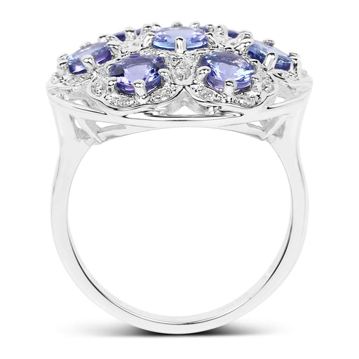 Bids.com 2.00 Carat Genuine Tanzanite and White Zircon .925 Sterling Silver Ring Rings White Smoke size 7.00,size 5.00,size 6.00,size 8.00,size 9.00