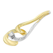 Bids.com Espira 10K Two-Tone Gold 1/10 cttw Round Cut Diamond Swirl Pendant Necklace (I-J, I2-I3) Necklaces White Smoke YellowWhite.Gold / 18