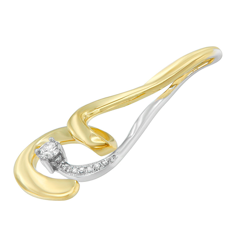 Bids.com Espira 10K Two-Tone Gold 1/10 cttw Round Cut Diamond Swirl Pendant Necklace (I-J, I2-I3) Necklaces White Smoke YellowWhite.Gold / 18