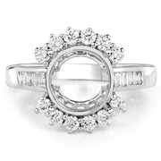 Bids.com 0.58 Carat Genuine White Diamond 14K White Gold Semi Mount Ring - holds 9.00mm Round Gemstone Rings White Smoke size 6.00,size 7.00,size 8.00