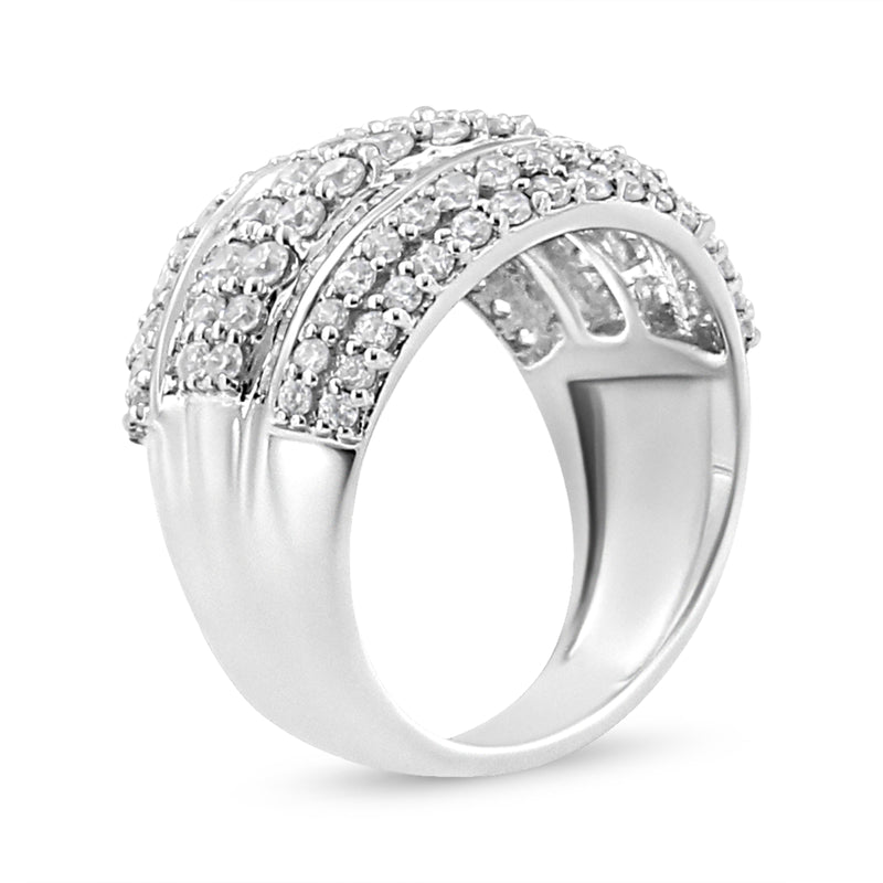 Bids.com .925 Sterling Silver 2.00 Cttw Round and Baguette-Cut Diamond Cluster Ring (H-I Color, I1-I2 Clarity) - Size 7 Rings White Smoke 7 / White.Sterling Silver,5 / White.Sterling Silver,8 / White.Sterling Silver,6 / White.Sterling Silver,9 / White.Sterling Silver