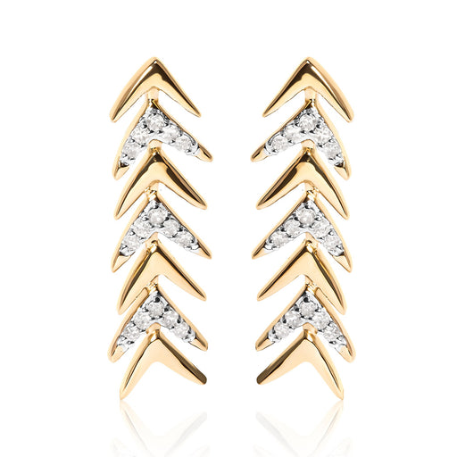 Bids.com 18K Yellow Gold Plated .925 Sterling Silver 1/5 Cttw Diamond Chevron Arrow Stud Earring (I-J Color, I2-I3 Clarity) Earrings White Smoke Yellow.Sterling Silver / 0.2