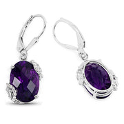 Bids.com 10.18 Carat Genuine Amethyst and White Topaz .925 Sterling Silver Earrings Earrings White Smoke