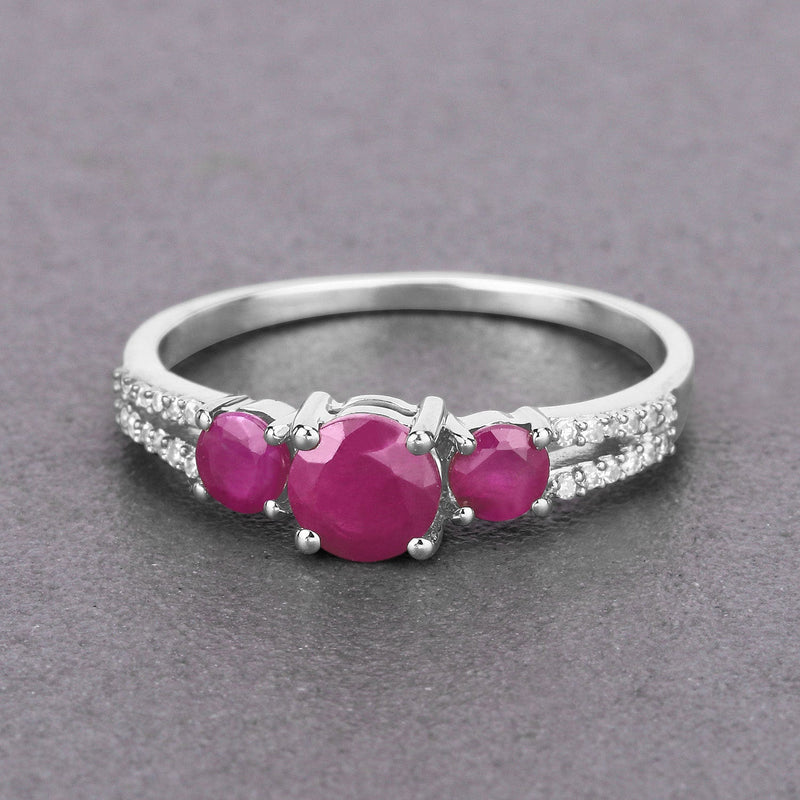 Bids.com 1.02 Carat Genuine Ruby and White Diamond 14K White Gold Ring Rings Light Slate Gray size 6.00,size 7.00,size 8.00