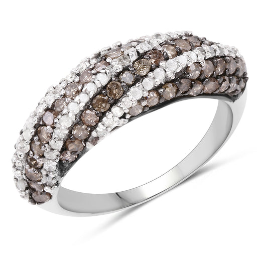 Bids.com 1.25 Carat Genuine Champagne Diamond & White Diamond .925 Sterling Silver Ring Rings White Smoke size 6.00,size 7.00,size 8.00,size 9.00,size 5.00,size 10.00