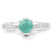Bids.com 1.22 Carat Genuine Emerald and White Topaz .925 Sterling Silver Ring Rings White Smoke size 7.00,size 9.00,size 12.00,size 5.00,size 6.00,size 8.00,size 10.00,size 11.00
