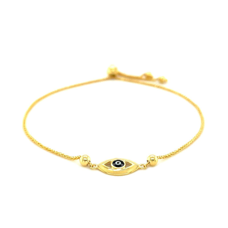 Bids.com 14k Yellow Gold Adjustable Evil Eye Bracelet Bracelets White Smoke 9.25 / Yellow Gold