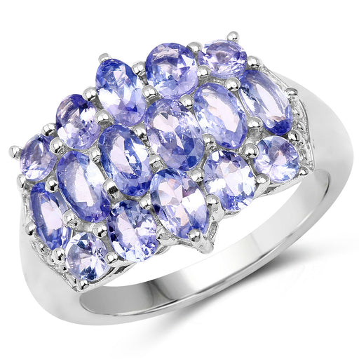Bids.com 3.08 Carat Genuine Tanzanite .925 Sterling Silver Ring Rings White Smoke size 7.00,size 9.00,size 6.00,size 8.00,size 5.00