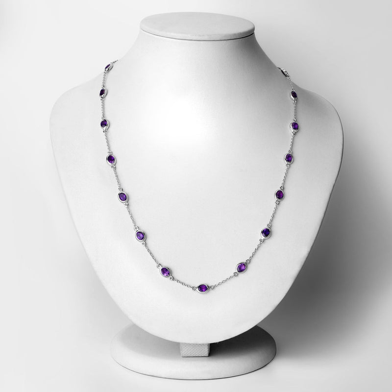 Bids.com 6.12 Carat Genuine Amethyst .925 Sterling Silver Necklace Necklaces Lavender size 18.00,size 20.00,size 32.00