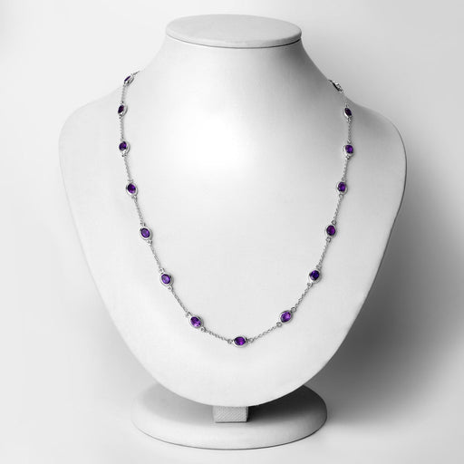 Bids.com 6.12 Carat Genuine Amethyst .925 Sterling Silver Necklace Necklaces Lavender size 18.00,size 20.00,size 32.00