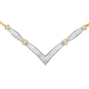 Bids.com 14K Yellow and White Gold 2.00 Cttw Round and Princess-Cut Diamond 'V' Shape Statement Necklace (H-I Color, SI2-I1 Clarity) - 18" Necklaces White Smoke YellowWhite.Gold / 18
