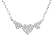 Bids.com 14K White Gold 1.0 Cttw Princess Cut Diamond Three Heart 18" Statement Pendant Necklace (H-I Color, SI2-I1 Clarity) Necklaces White Smoke White.Gold / 18
