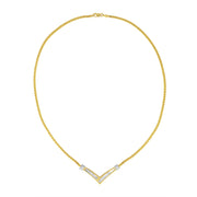 Bids.com 10K Yellow and White Gold 1/2 Cttw Princess Cut Diamond Channel-Set â€œVâ€ Shape 18" Franco Chain Necklace (H-I Color, SI2-I1 Clarity) Necklaces White Smoke YellowWhite.Gold / 18