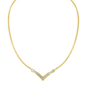 Bids.com 10K Yellow and White Gold 1/2 Cttw Princess Cut Diamond Channel-Set â€œVâ€ Shape 18" Franco Chain Necklace (H-I Color, SI2-I1 Clarity) Necklaces White Smoke YellowWhite.Gold / 18