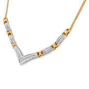 Bids.com 10K Yellow and White Gold 1.0 Cttw Round and Princess cut Diamond "V" Shape Statement Necklace (I-J Color, I1-I2 Clarity) Necklaces White Smoke YellowWhite.Gold / 18